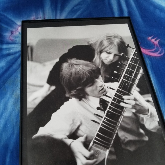 Beatles George Harrison Pattie Boyd Guitar Wall Decor Indian Sitar Music Studio - Picture 2 of 3